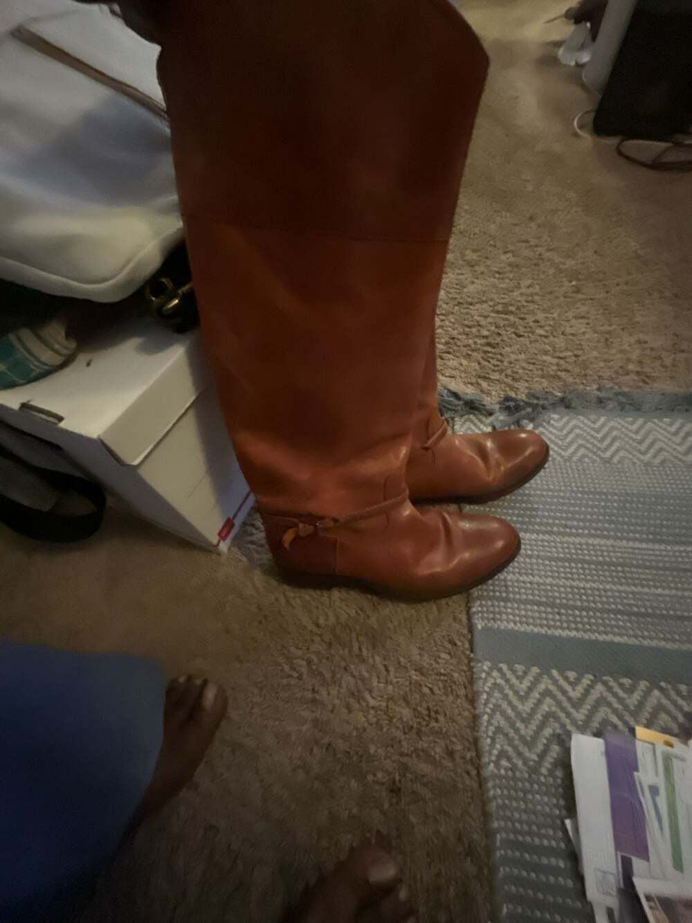 Frye Riding Boots Brown Leather Tall Round Toe